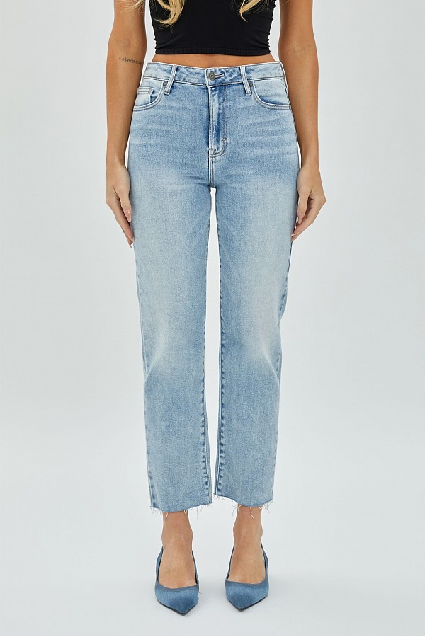 Super Light Wash Clean Straight Cropped Jean
