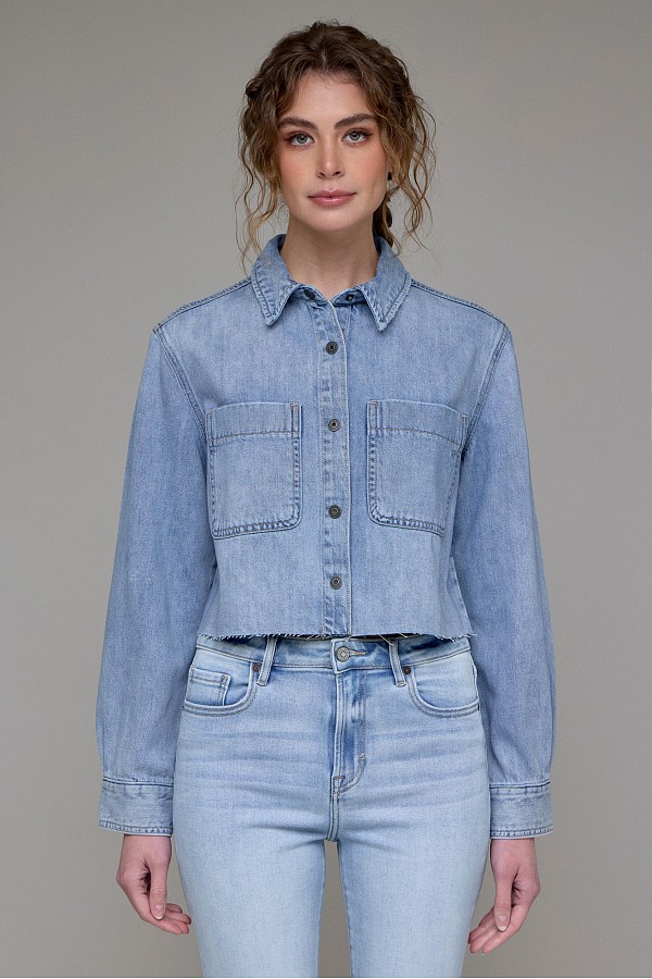 Vintage Wash Cropped Denim Shirt