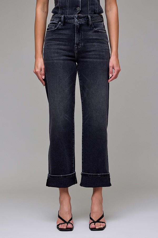 Charcoal Wash Cuffed 27" Inseam Classic Straight