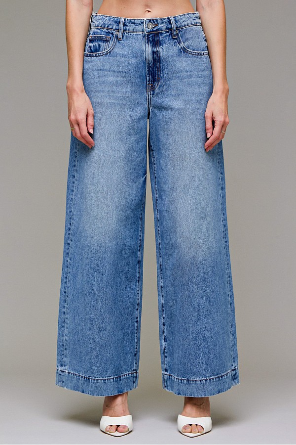 Medium Dark Clean Classic High Rise Wideleg